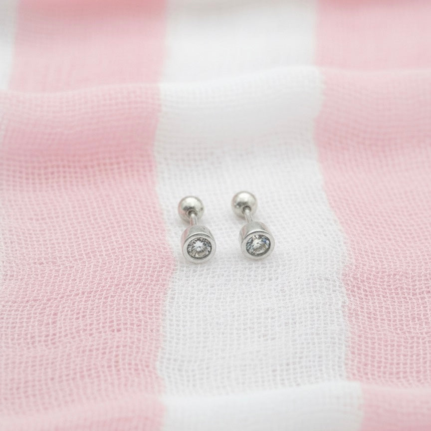 Aretes Plata Bebé Cilindro