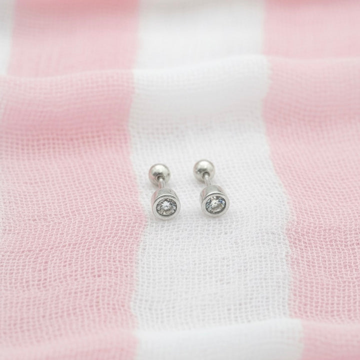 Aretes Plata Bebé Cilindro