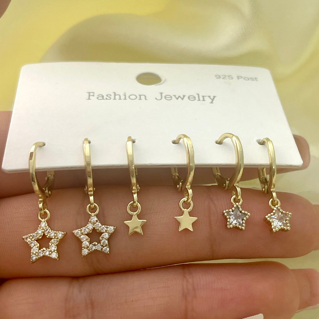 Trío de Aretes Estrellitas ⭐️Doradas