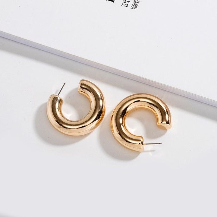 Aretes Acero Media Luna Dorada🌜30MM