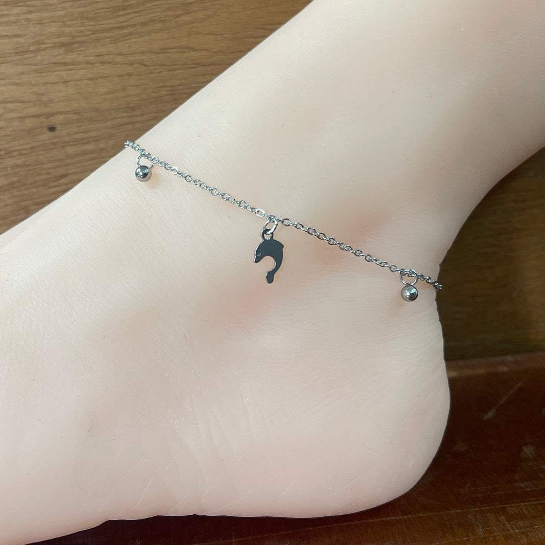 Tobillera Acero Plateada Delfines 🐬