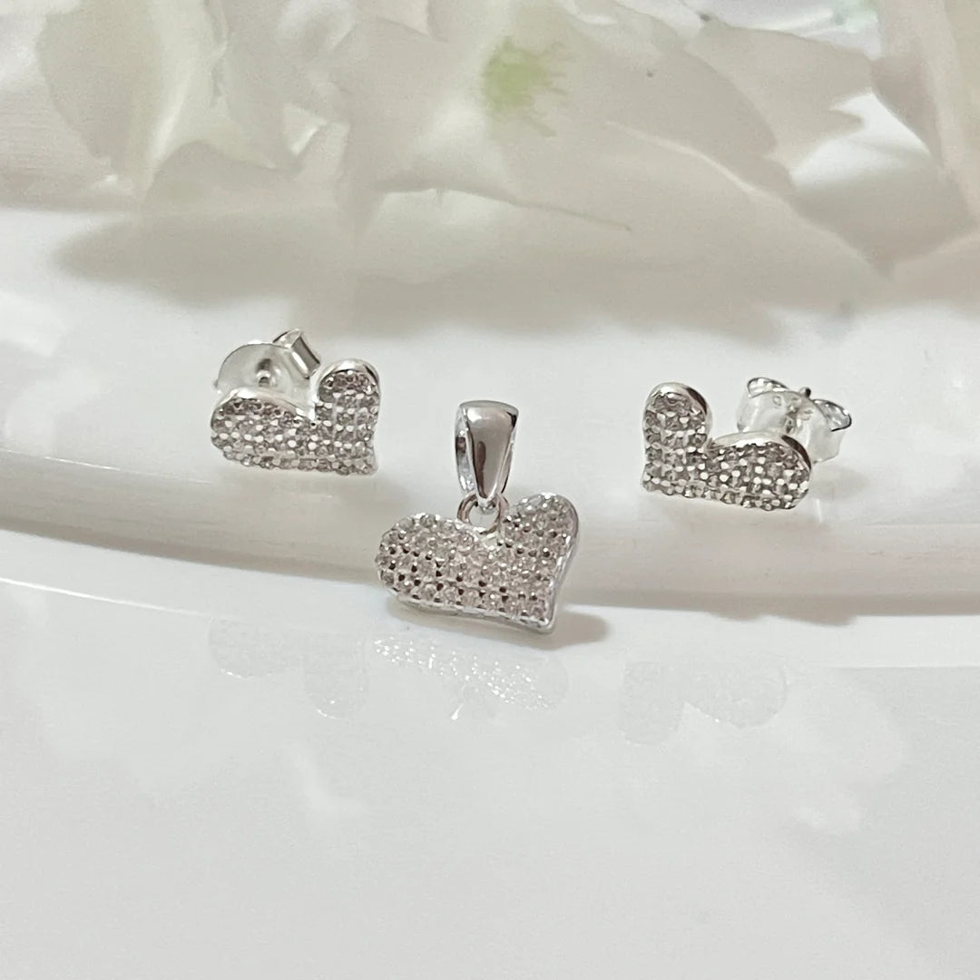 Juego Plata Corazón Largo ❤️