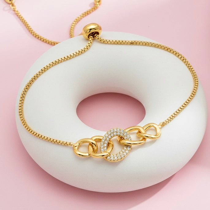 Pulsera de Acero Trenzas Doradas