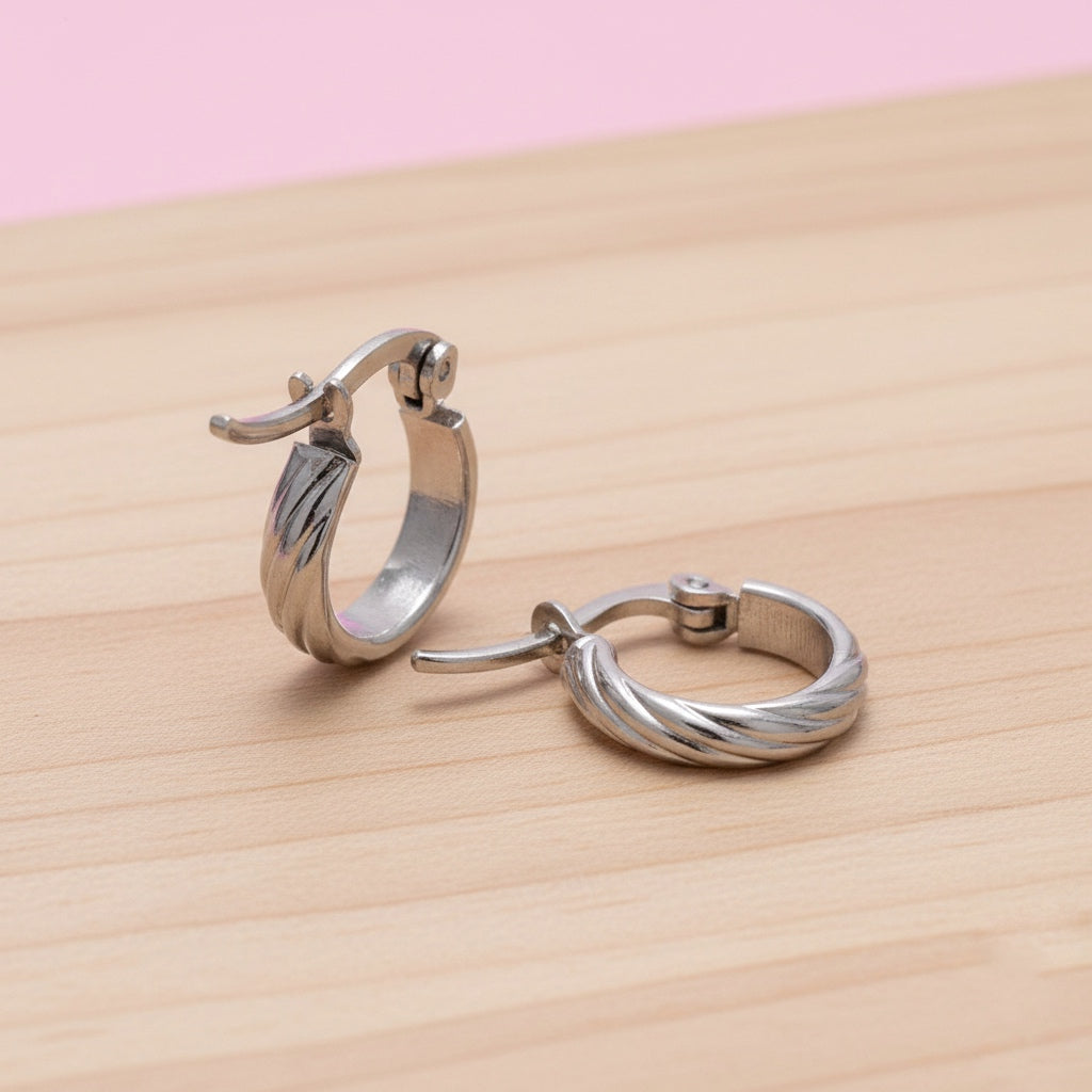 Argollas Olas 10MM Plateadas Acero