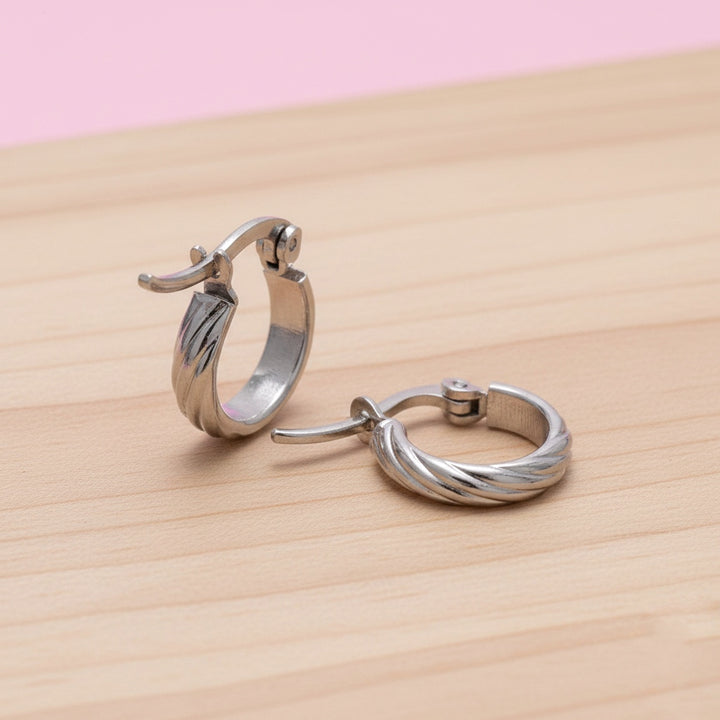 Argollas Olas 10MM Plateadas Acero