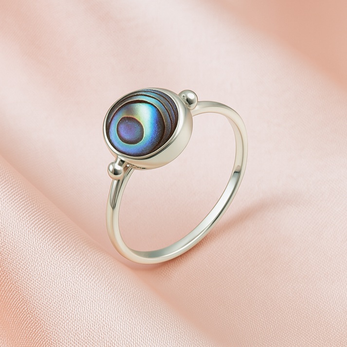 Anillo de Plata de Abulón Ovaladito