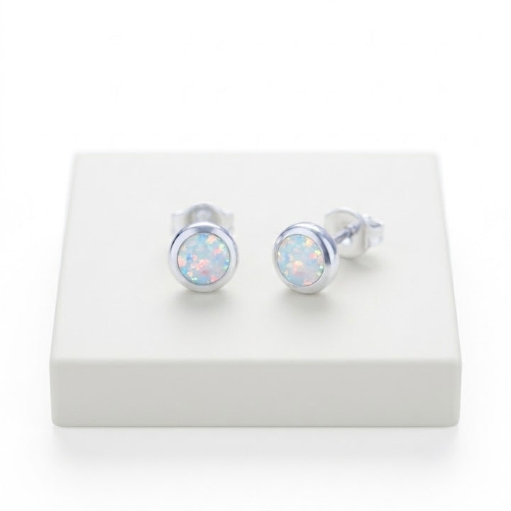 Aretes Ópalo Plata 8MM