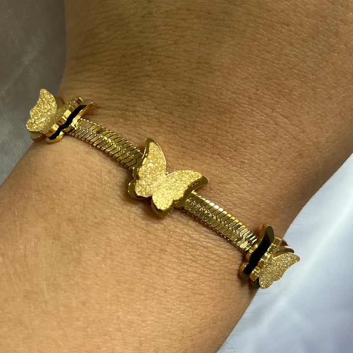 Pulsera Acero Trenza Mariposa 🦋