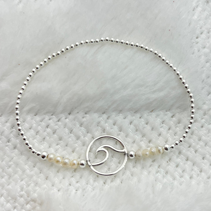 Pulsera Perlas Ola de Mar Plata 🌊
