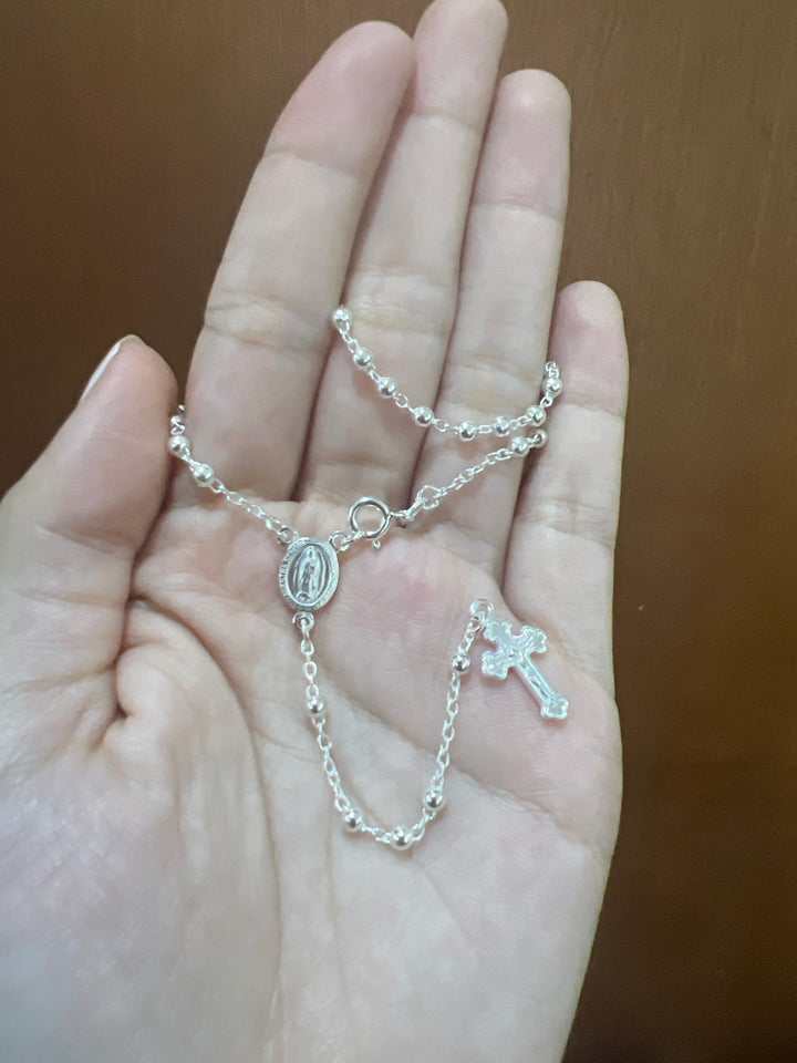 Rosario de Plata Virgen Guadalupe 3mm