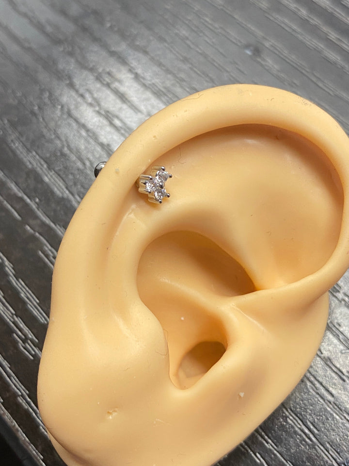 Arete Quirúrgico 💙 Circonia Plateado