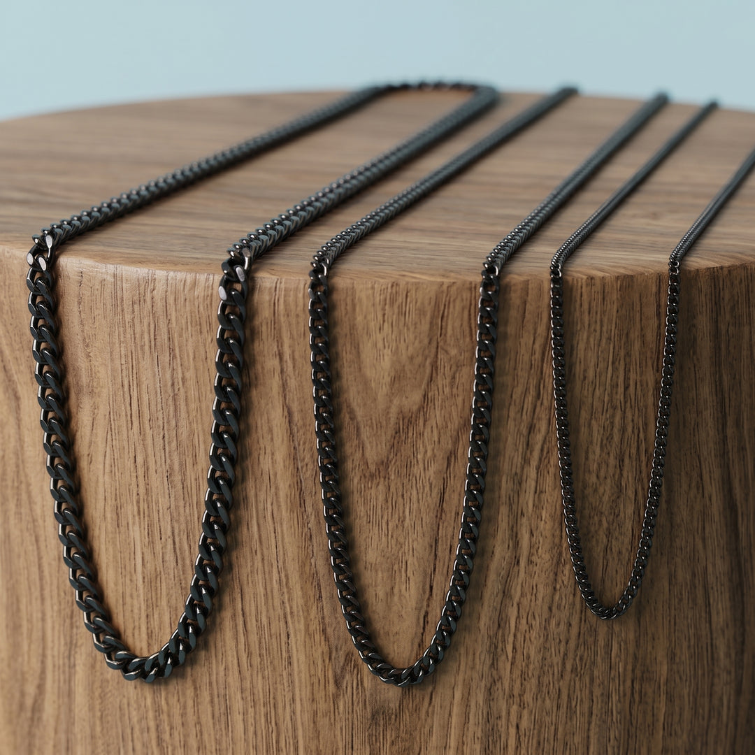 Cadena🔹Acero 3MM Curb Negra 60CM