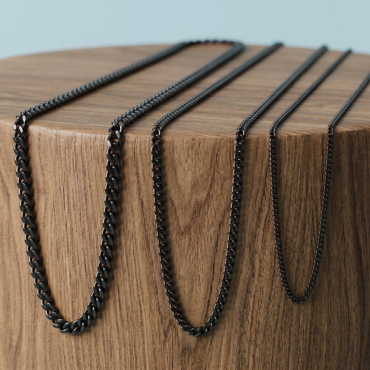 Cadena🔹Acero 3MM Curb Negra 60CM