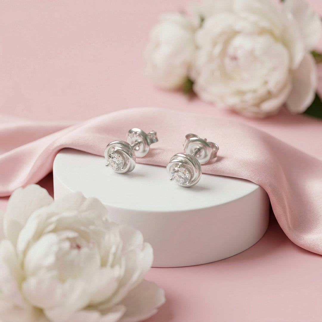 Aretes Plata Diamante🌹7MM