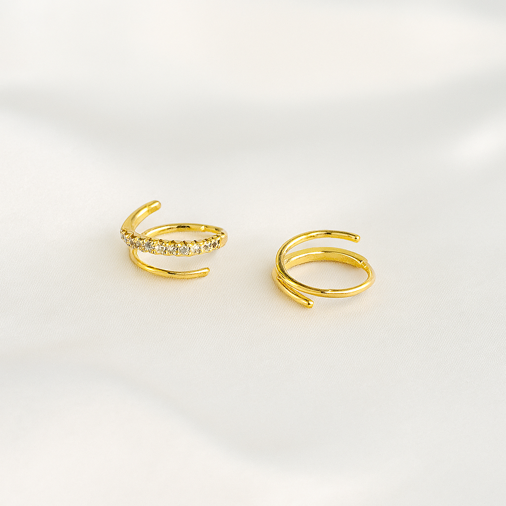 Arete Escalador Acero Doble espiral con circonitas 🌀