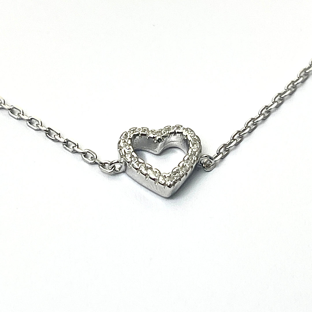 Pulsera Plata Corazón Circonias Hueco