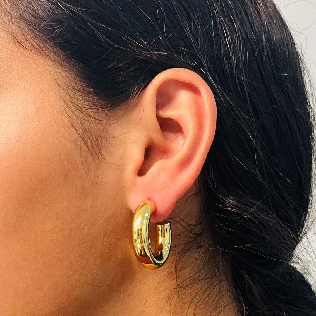Aretes Acero Media Luna Dorada🌜30MM