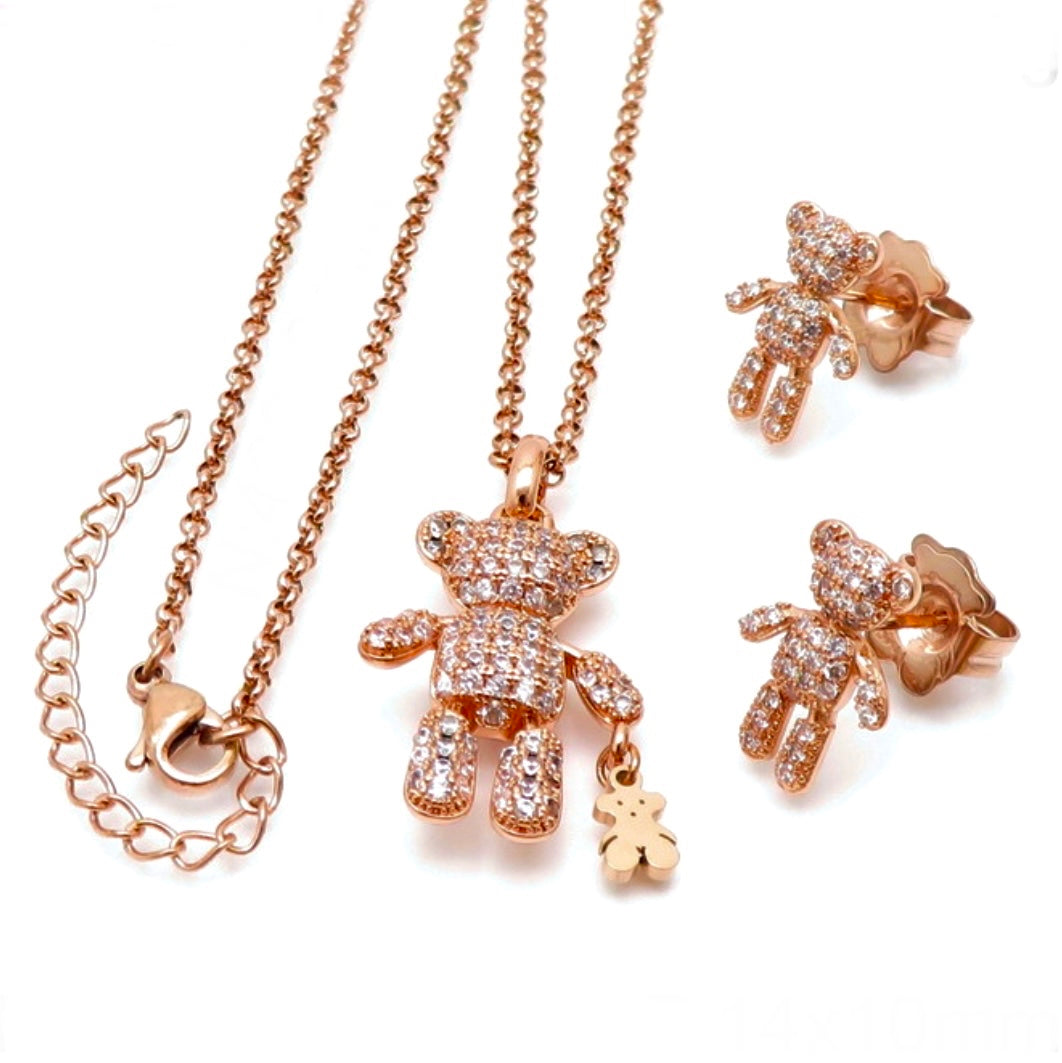 Juego de Acero TOÜS Oro Rosa Brillantes 🐻