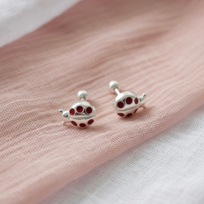 Aretes Plata Bebé Mariquita