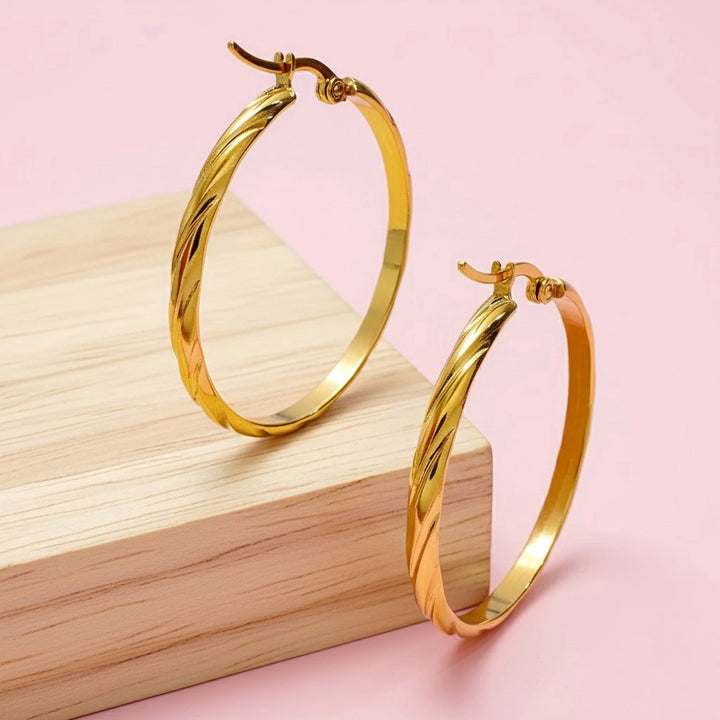 Argollas Olas 35MM Dorada Acero