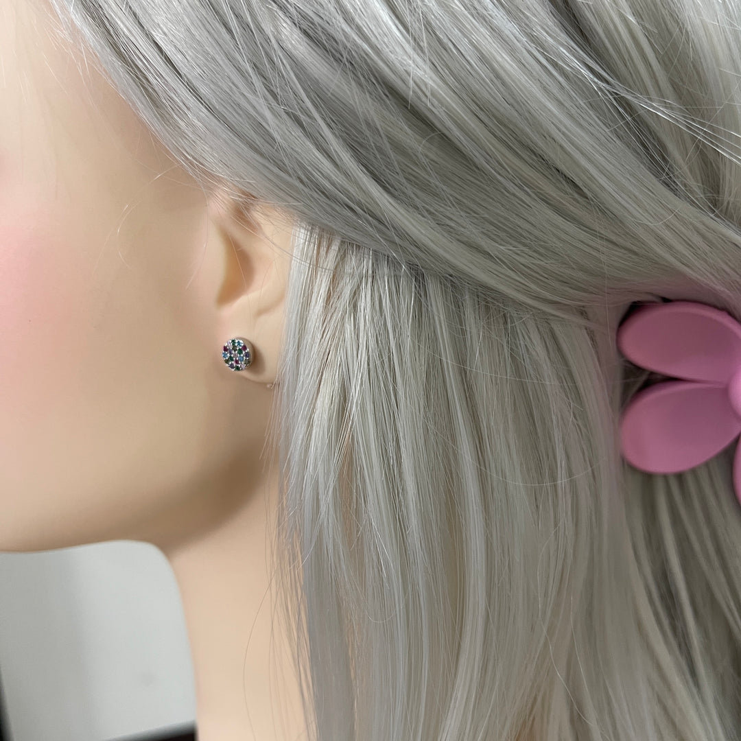 Aretes de Plata Redondo Colores