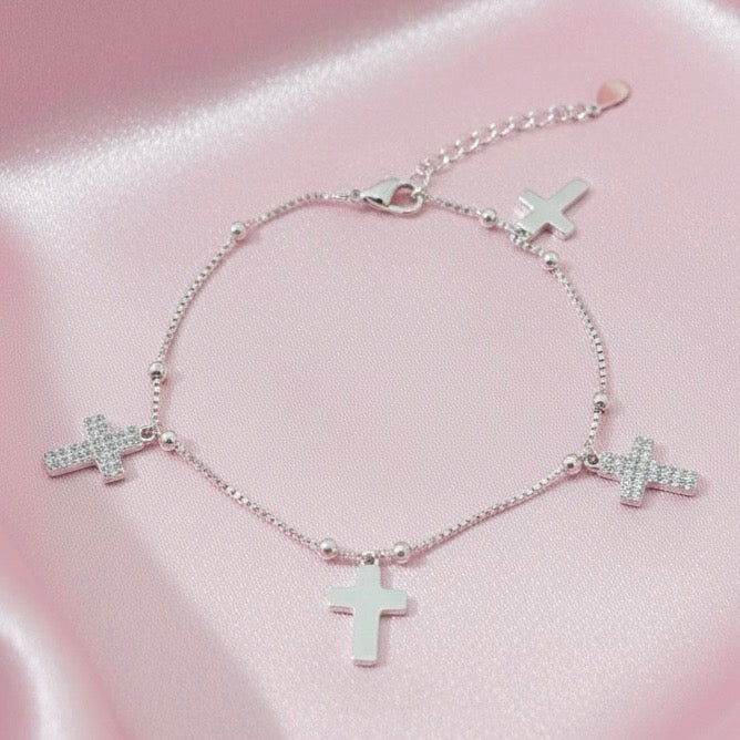 Pulsera Plata Cruz