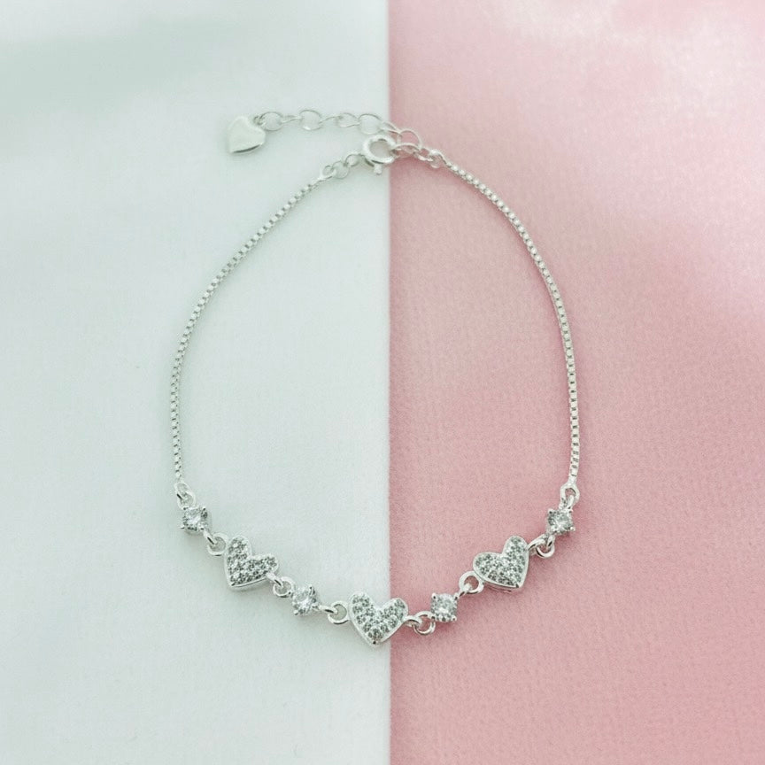 Pulsera Plata Corazones
