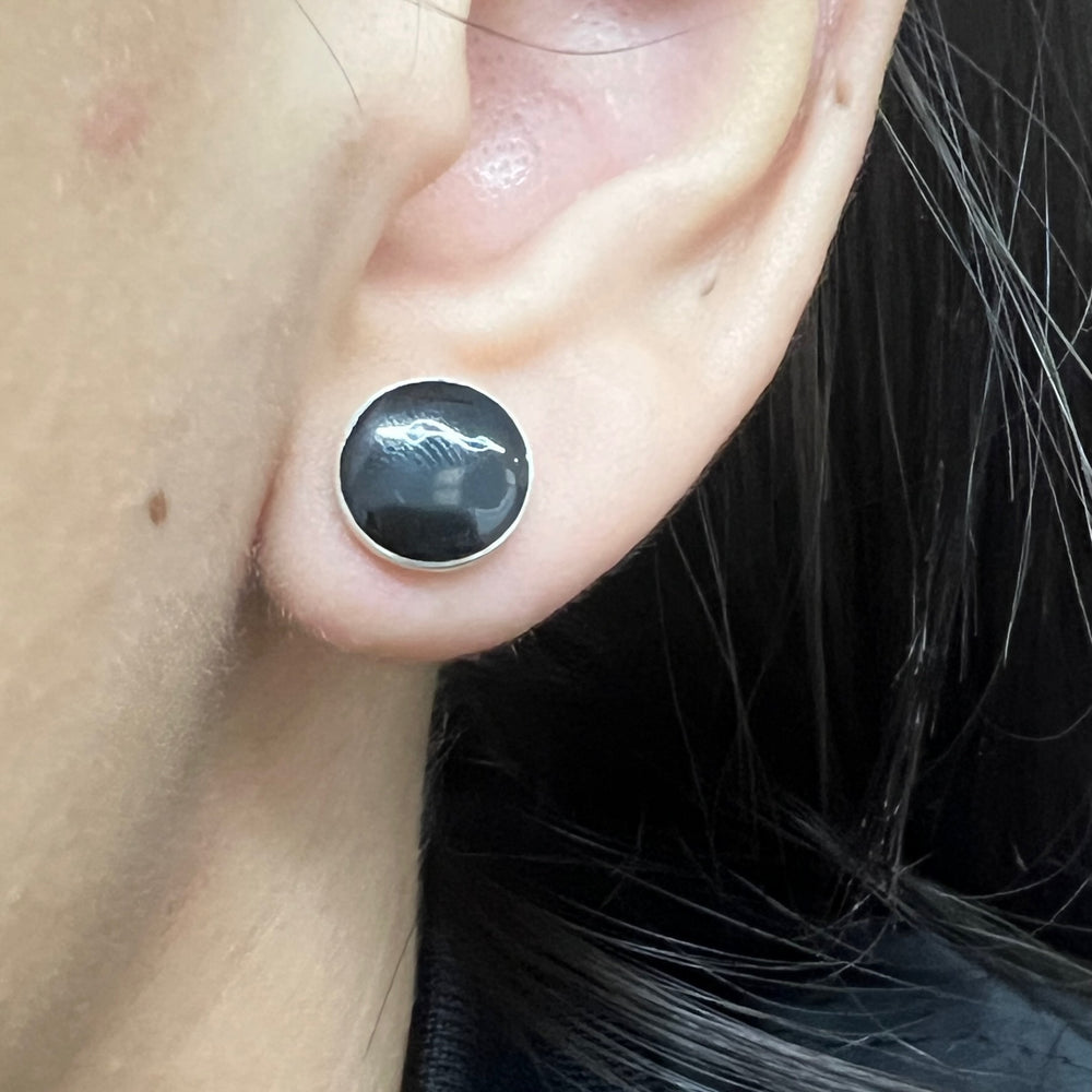  ▷ Aretes Ónix Redondos 10MM ⚫️ | Plata 925 | Nicola Joyería 🇨🇷