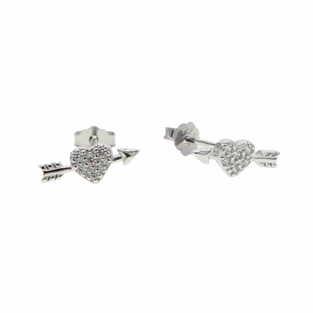Aretes de Plata Corazón Flechado 13MM