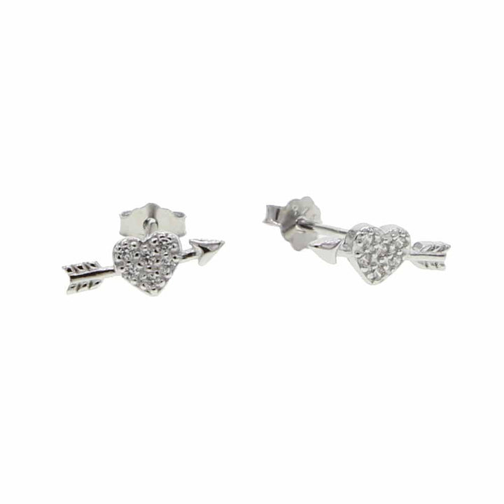 Aretes de Plata Corazón Flechado 13MM