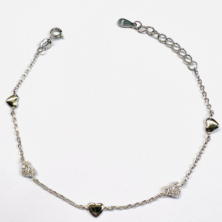Pulsera Plata de Corazoncitos