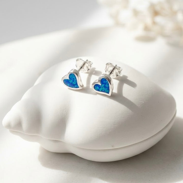 Aretes Ópalo Corazón 💙 8MM