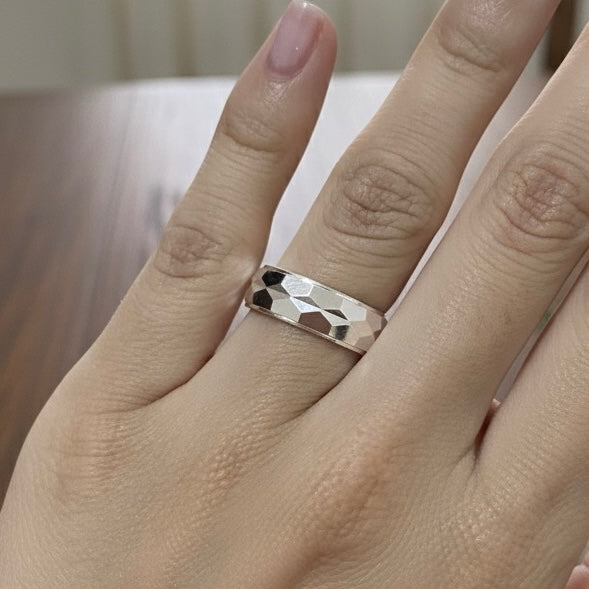 Anillo Plata Matrimonio Facetado 6MM