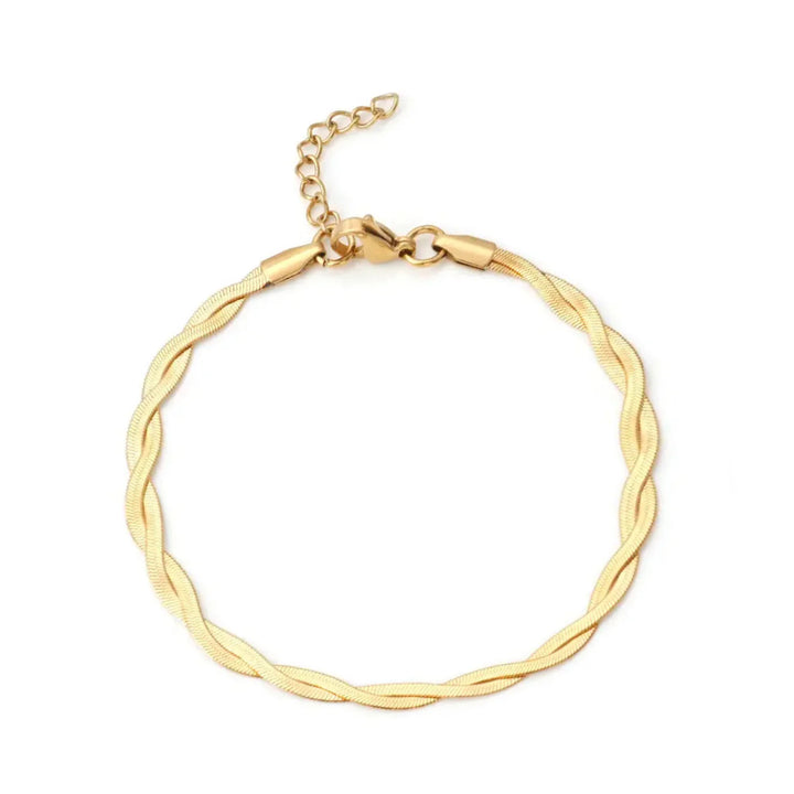 Pulsera Acero Doble Dorada