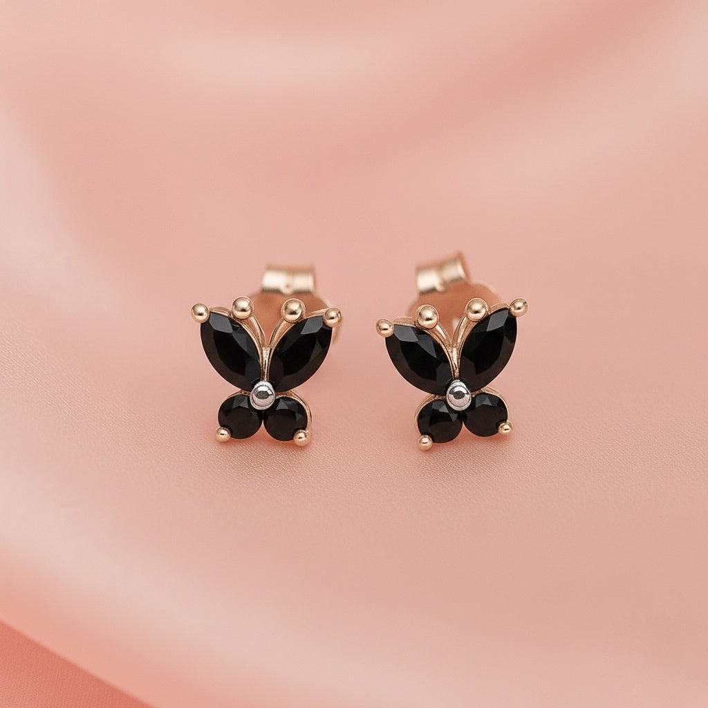 Aretes de Plata Mariposa Negro