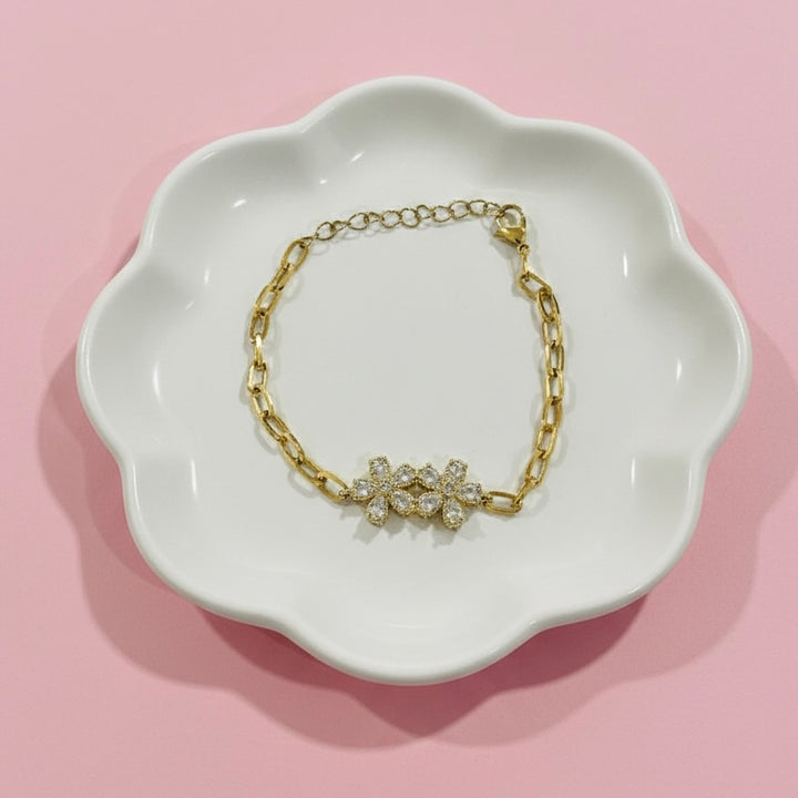 Pulsera Acero Dos Flores Dorada🌼🌼