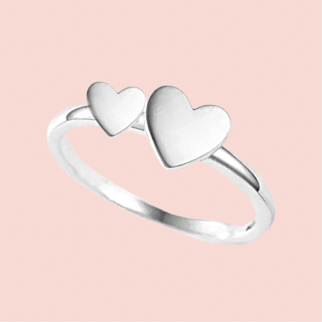 Anillo de Plata Dúo Corazón Liso