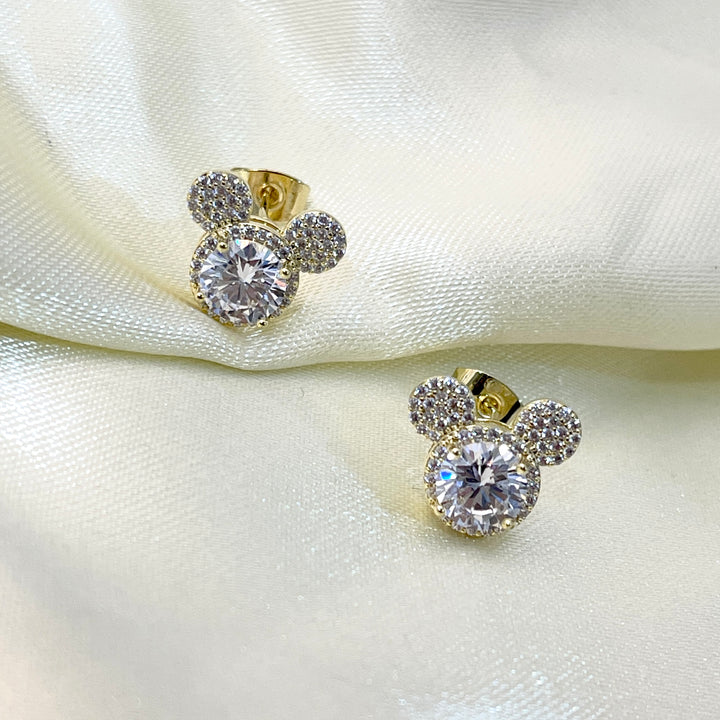 Aretes de acero Dorado Mickey