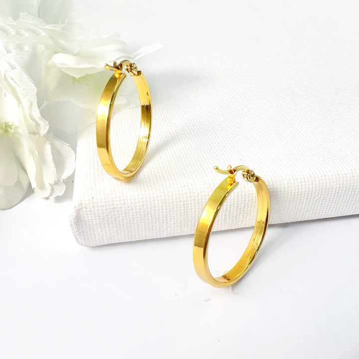 Argollas Nube 25MM Dorada Acero