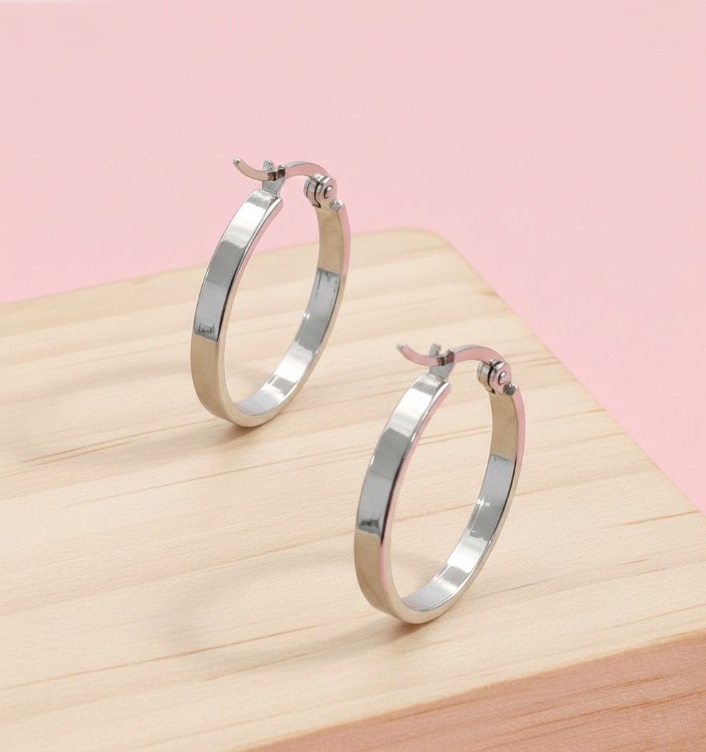 Argollas Nube 20MM Plateado Acero