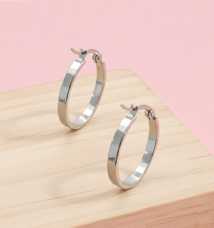 Argollas Nube 20MM Plateado Acero