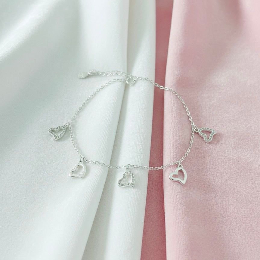 Pulsera Plata Corazones