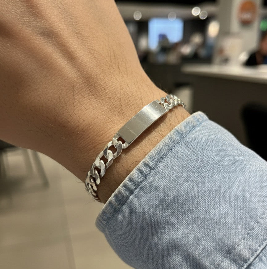 Pulsera Plata Hombre Curb