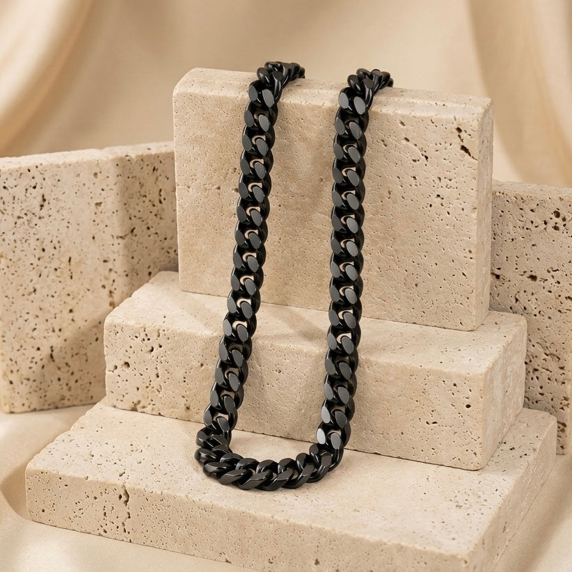 Cadena Cubana 10MM Negra 60CM