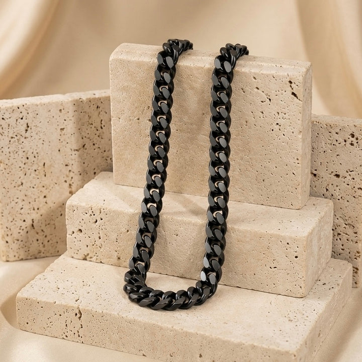 Cadena Cubana 10MM Negra 60CM