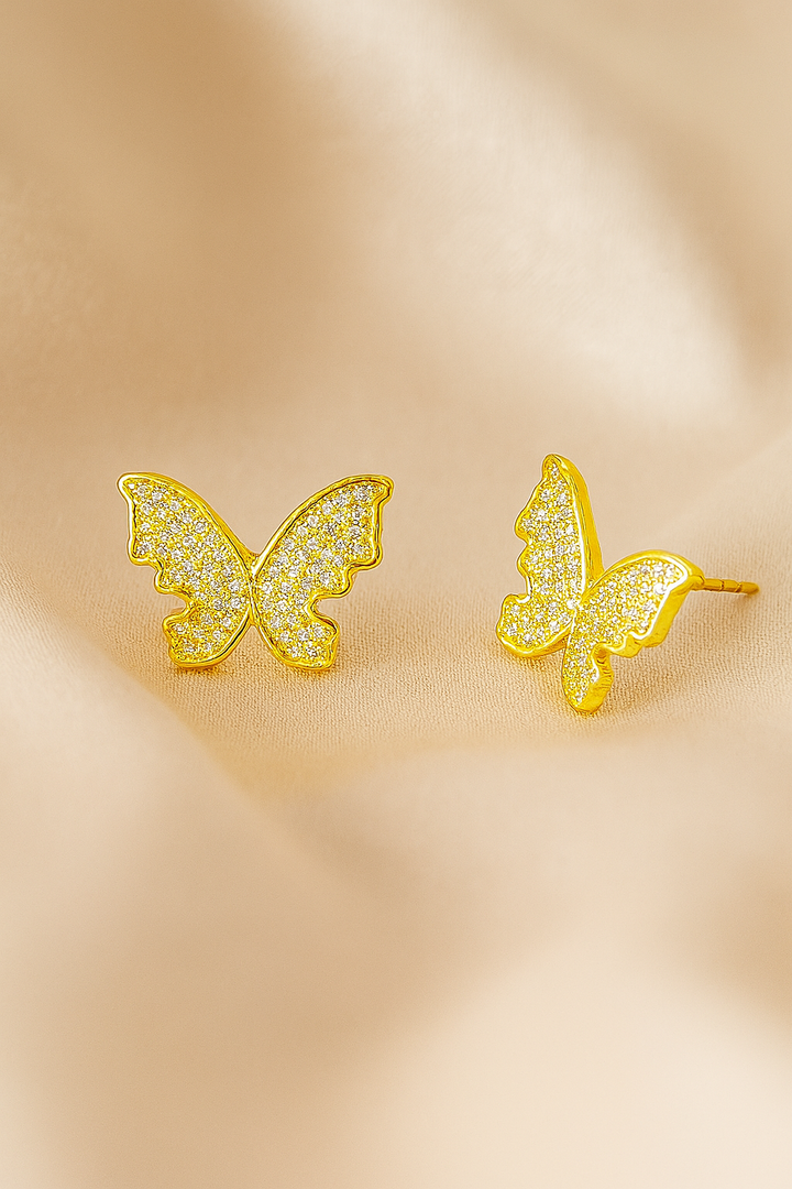 Aretes de Acero Dorado Mariposa Grande 🦋
