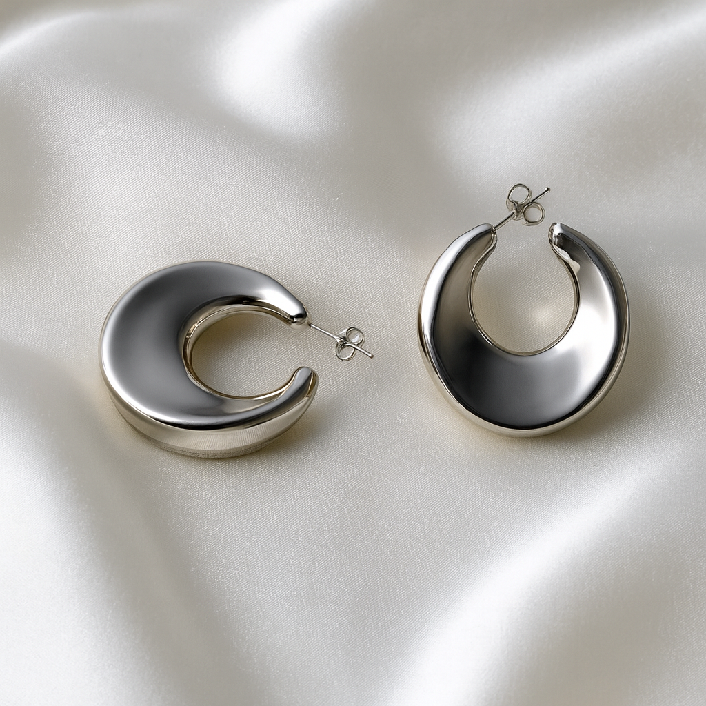 Aretes Acero Media Luna Plana 35MM