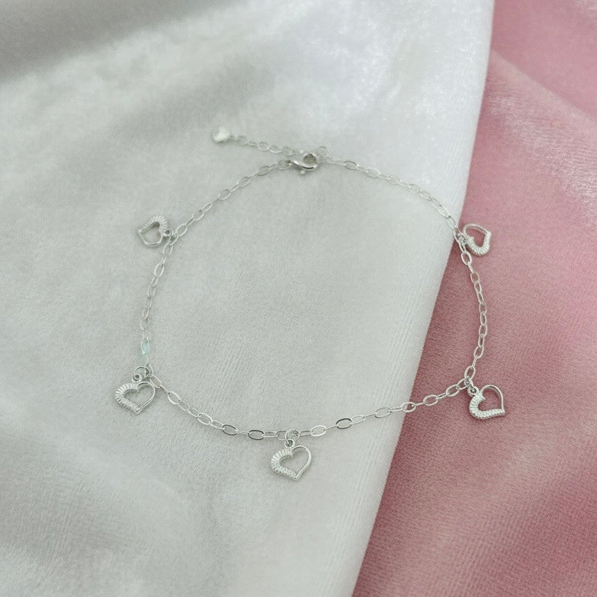 Pulsera Plata Corazones