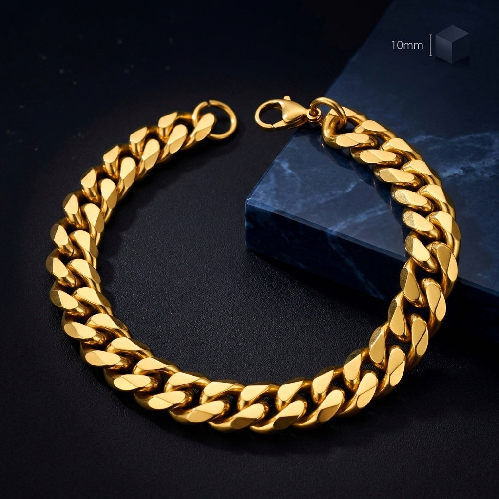 Pulsera Cubana Dorada 10MM