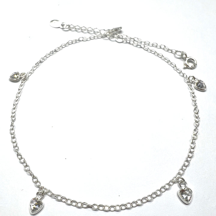 Tobillera Plata Corazón Brillante🤍